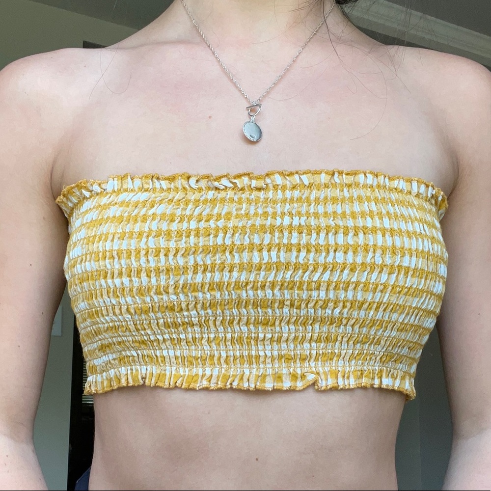 Brandy Melville yellow gingham tube top